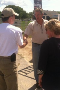 Scott Brown campaigning at Milford Labor Day Parade