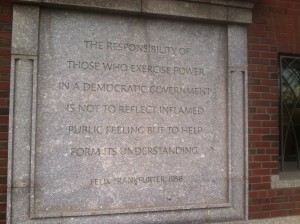 Chisled in stone on Boston Federal Courthouse