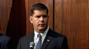 Boston Mayor Marty Walsh at a news conference Friday announcing restrictions to curb post-Superbowl violence (Courtesy of Fox 25_