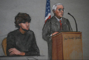 Dzhokhar Tsarnaev and Federal Judger George O'Toole (Courtesy of Hello World Media)