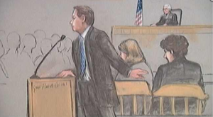 A sketch of prosecutor Steve Mellin giving the closing argument for the government (Courtesy Fox 25)