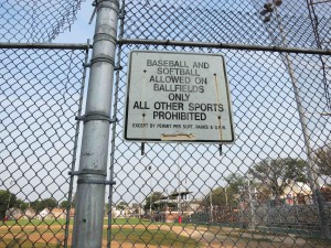 Sign at Somerville Baseball Park - Prohibitions