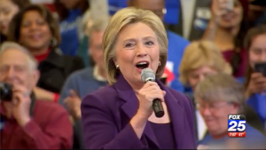 Hillary Clinton opened her New Hampshire primary campaign week in Nashua. (Courtesy Fox 25)