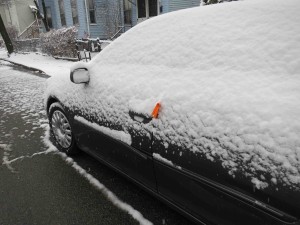 A ticketed car in Somerville, Massachusetts